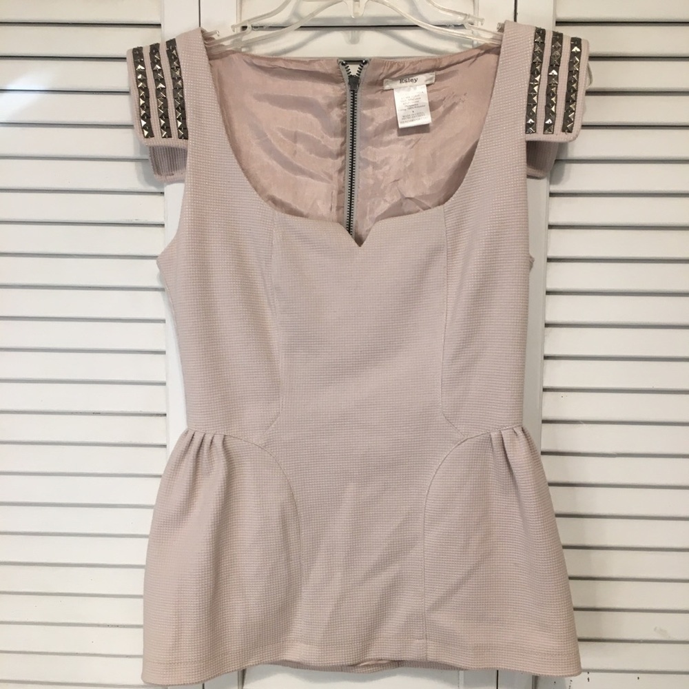 Esley Light Pink Studded Princess Cut Blouse Small